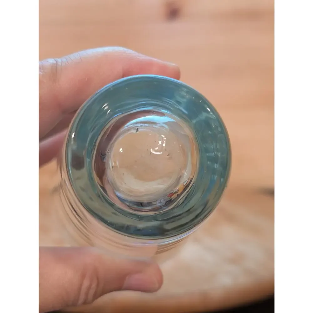 Set of 4 Vintage Libbey Ripple Aqua Saturn Optic Drinking Glasses